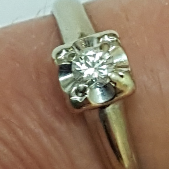 Antique 14k W/G .23ct Diamond Engagement Ring - Picture 7 of 8